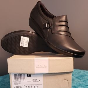 Clarks Shoes Everlay Heidi 7.5 Black Leather